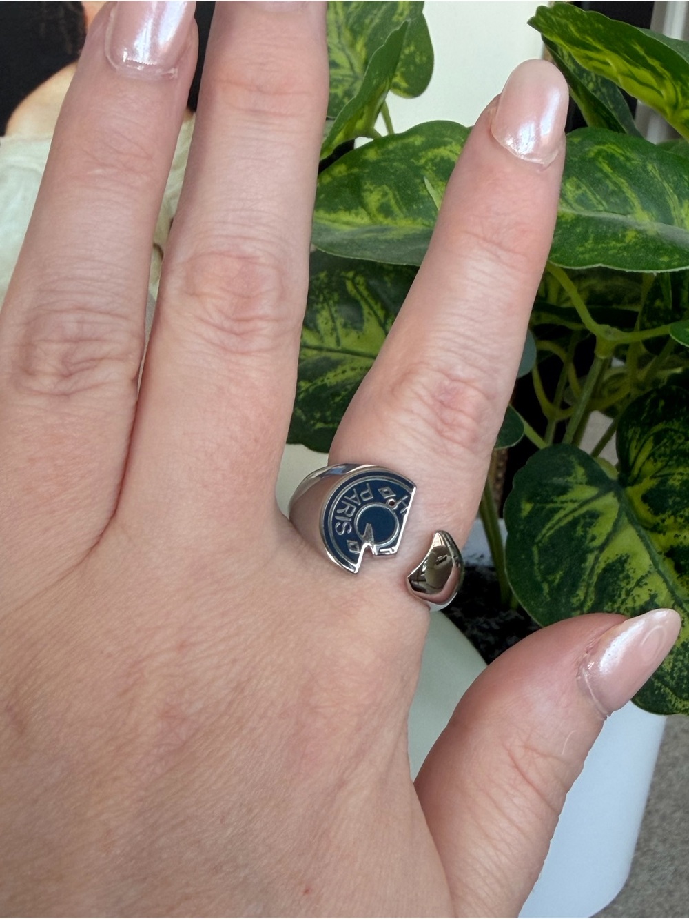 HERMES Carrousel Ring in Navy Enamel and Palladium Plating - Picture 6 of 6